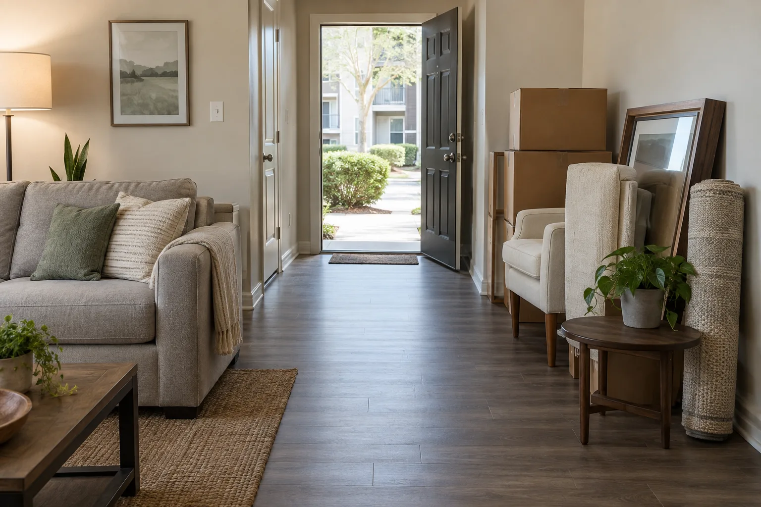 Illustrative clear carry path through an apartment
